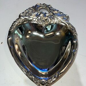 LEONARD Silver Plated Heart Flower Design Candy/Trinket Dish.